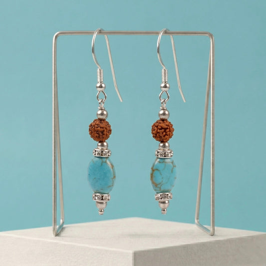 Rudra wave Turquoise & Rudraksh Earrings_ER19