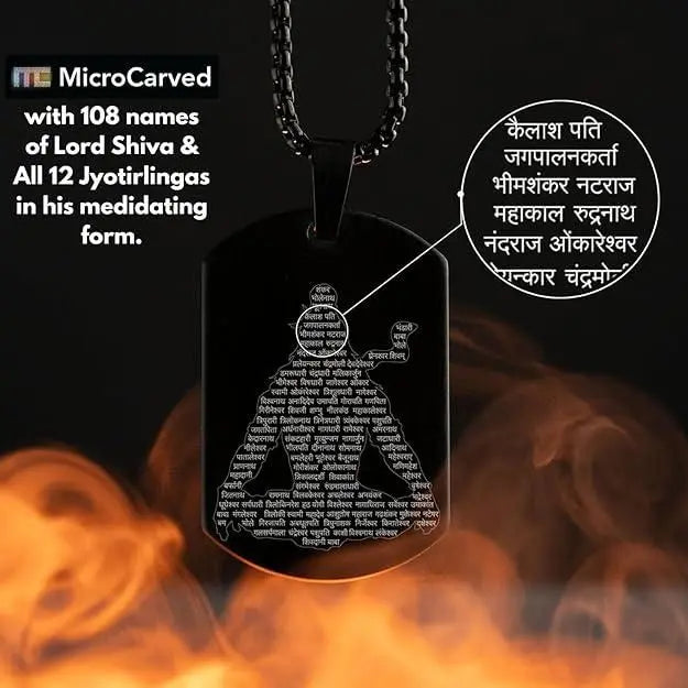 Mahadev Jyotirling Black Stainless Steel Necklace For Mens Divine Rudra