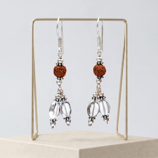 Rudra Crystal Rudraksh & Clear Quartz Earring_ER04