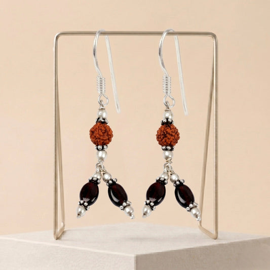 Earth & Fire Garnet Rudraksha Earring_ER06