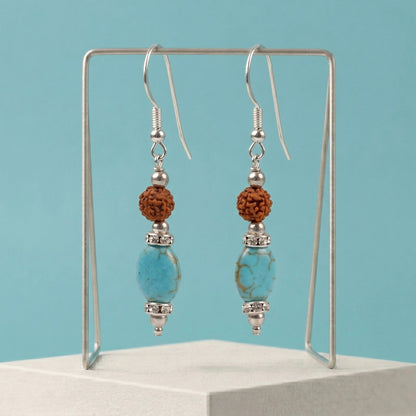 Rudra wave Turquoise & Rudraksh Earrings_ER19