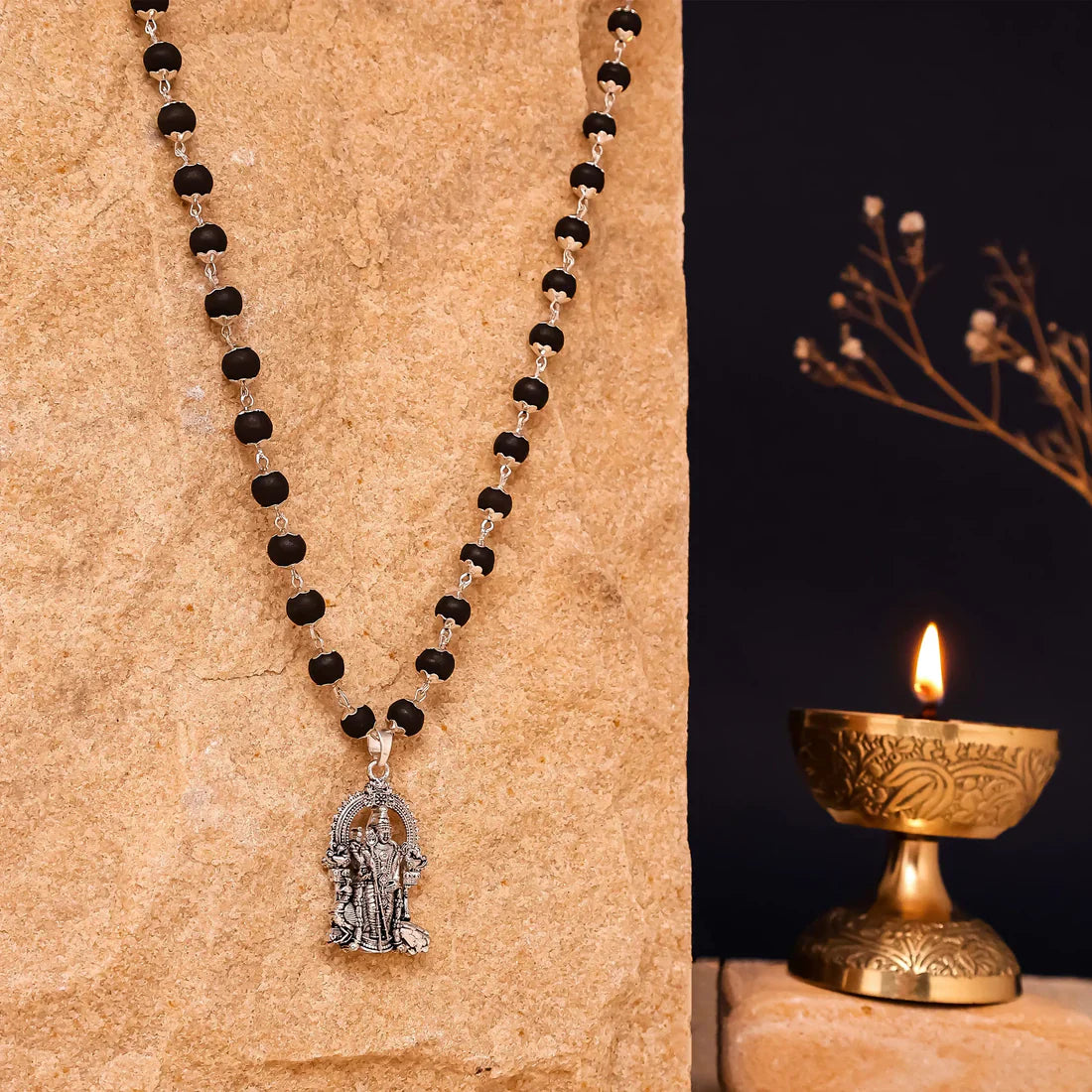 Karungali Mala with Lord Murugan Pendant.