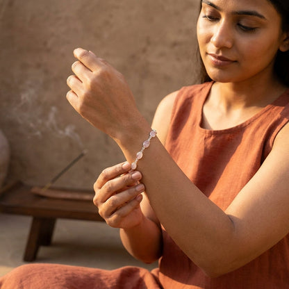 Rose Quartz Silver Plated Anklet/Bracelet
