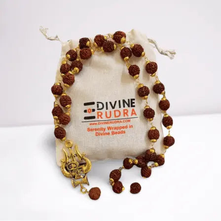 Gold Plated Rudraksha Shiv Necklace With FREE Mystery Gift Divine Rudra