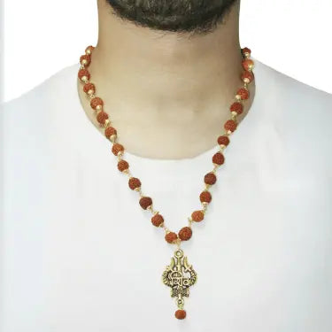 Gold Plated Rudraksha Shiv Necklace With FREE Mystery Gift Divine Rudra