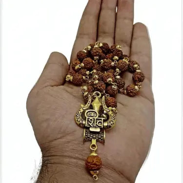 Gold Plated Rudraksha Shiv Necklace With FREE Mystery Gift Divine Rudra