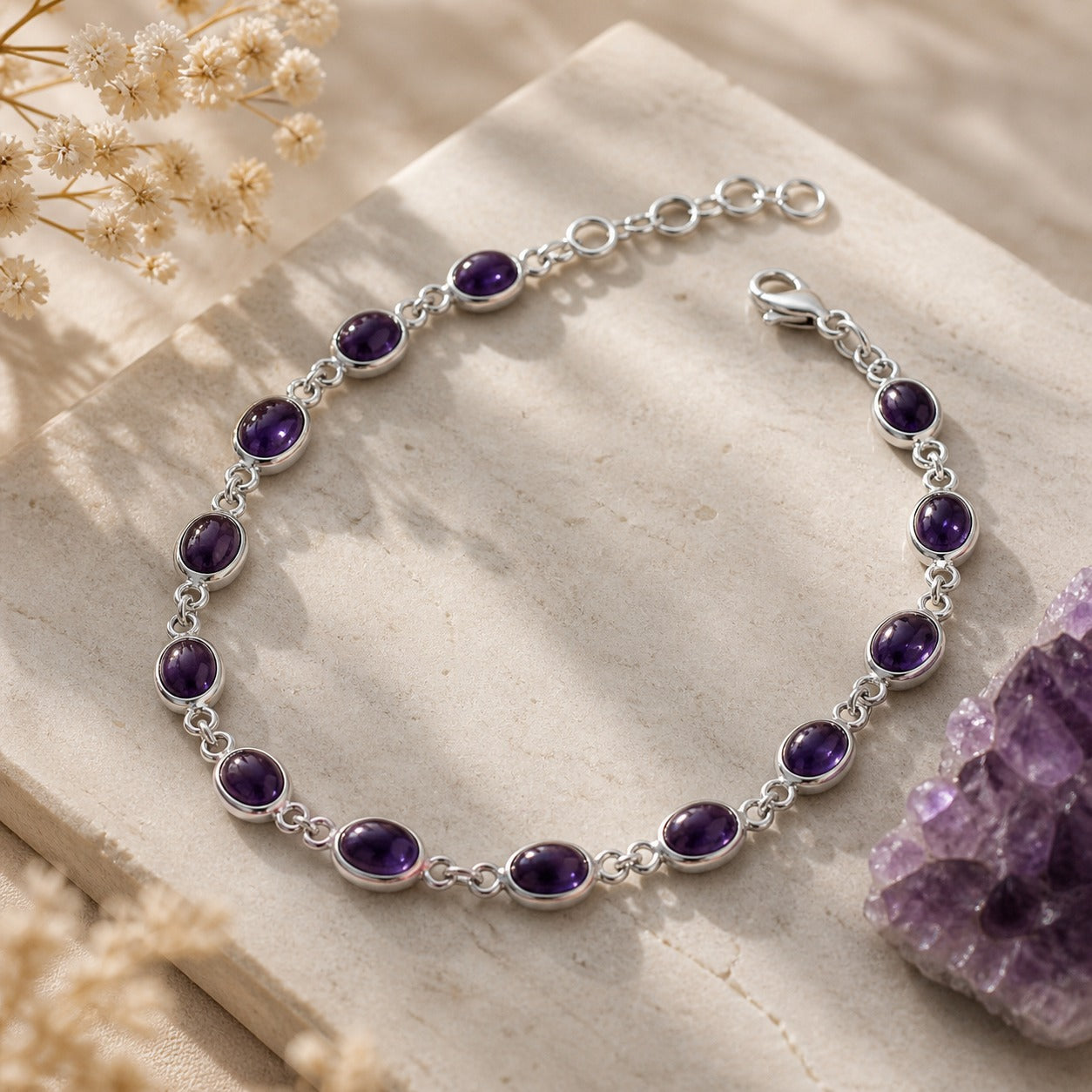 Silver Plated Amethyst Bracelet/Anklet