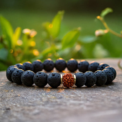 Divine Rudraksha Bracelet With Lava Stone