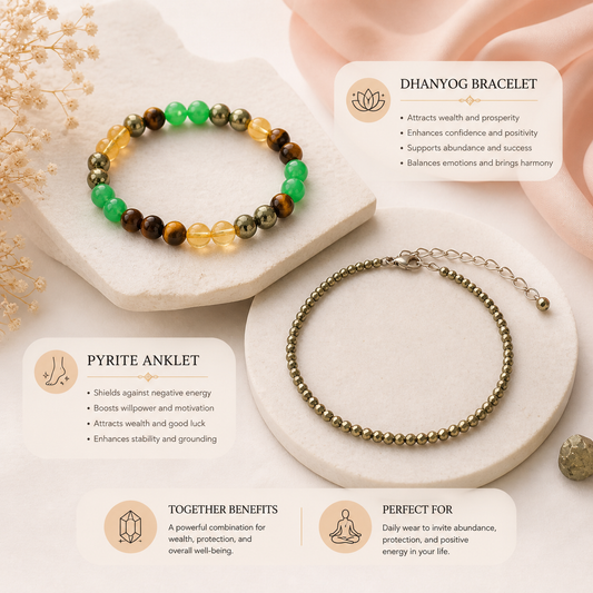 Samriddhi Combo Pyrite Anklet + Free Dhanyog Bracelet!
